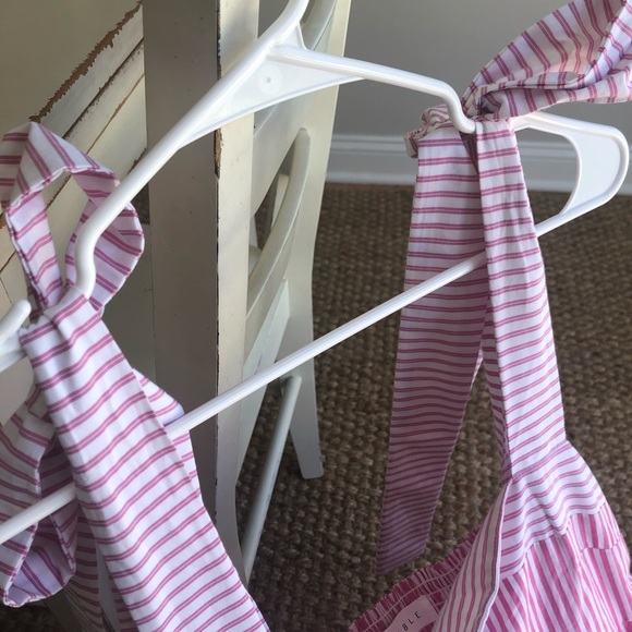 New: Mable Pink and White Tiered Maxi Dress. Smocked Back. Size Large - Picture 12 of 15